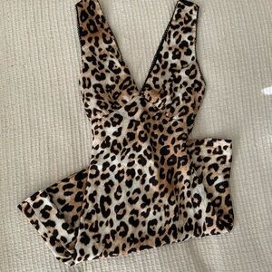 NWT Revolve x Cotton Candy LA Vintage Silky Satin Bias Leopard Mini Slip Dress